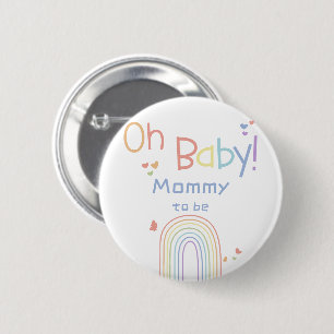 Badge Rond 5 Cm Arc-en-ciel coloré mignon avec coeurs Maman-à-veni