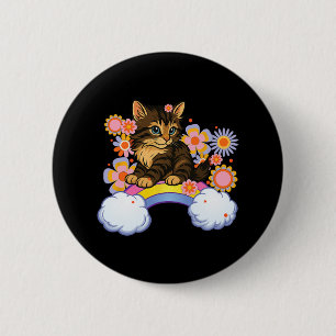 Badge Rond 5 Cm Arc-en-ciel de chaton Mignon Chat Drôle Humour sar