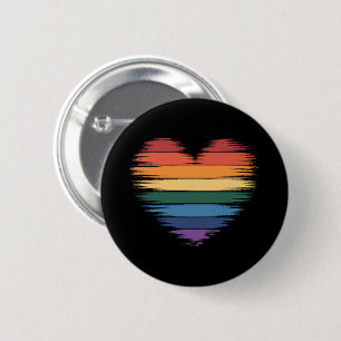 Badge Rond 5 Cm Arc-en-ciel de fierté Impression de cœur LGBT Fier