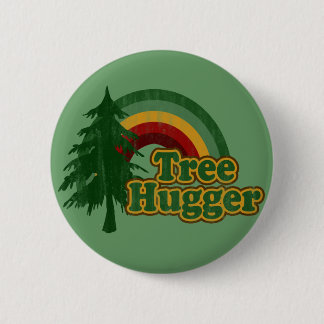 Badge Rond 5 Cm Arc-en-ciel de hippie de Hugger d'arbre