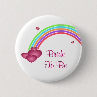 Badge Rond 5 Cm Arc-en-ciel de jeune mariée et bouton de coeur