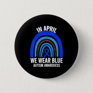 Badge Rond 5 Cm Arc-en-ciel de l'autisme en avril, on porte du ble