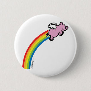 Badge Rond 5 Cm Arc-en-ciel de porc de vol