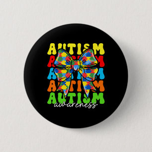 Badge Rond 5 Cm Arc-en-ciel de sensibilisation à l'autisme Nœud pa