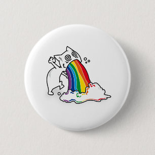 Badge Rond 5 Cm arc-en-ciel de vomi de chat