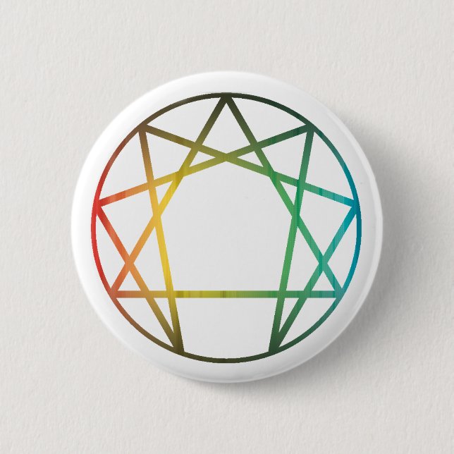 Badge Rond 5 Cm Arc-en-ciel d'Enneagram (Devant)