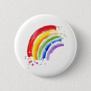 Badge Rond 5 Cm Arc-en-ciel en aquarelle