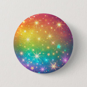 Badge Rond 5 Cm Arc-en-ciel étoilé coloré espace