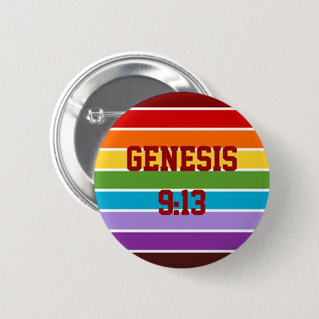 Badge Rond 5 Cm Arc-en-ciel, Genèse 9:13 (Devant & derrière)