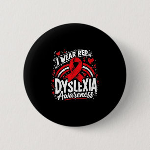 Badge Rond 5 Cm Arc-en-ciel je porte du rouge pour la sensibilisat