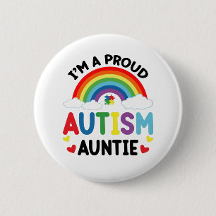 Badge Rond 5 Cm Arc-en-ciel Je suis une fière tante autiste Sensib