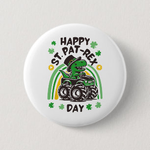 Badge Rond 5 Cm Arc-en-ciel Joyeux St Pat Trex Day Dino St Patrick