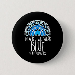 Badge Rond 5 Cm Arc-en-ciel léopard Avril Nous portons du bleu pou