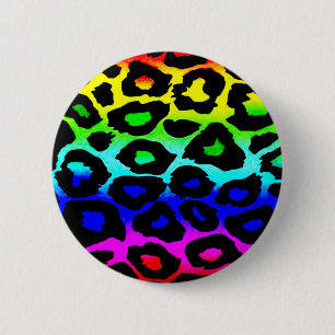 Badge Rond 5 Cm arc-en-ciel_léopard_print modifié