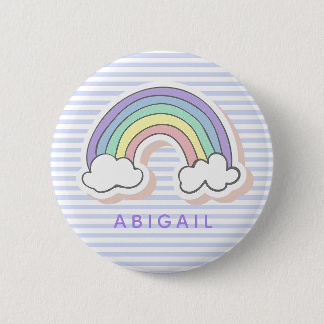 Badge Rond 5 Cm Arc en ciel mignon - Lavande Striped Kids (Devant)