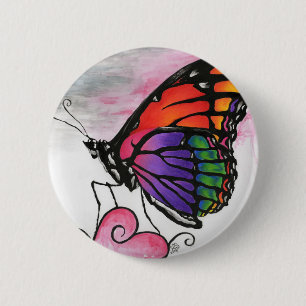 Badge Rond 5 Cm Arc en ciel Monarque papillon Imaginaire original 