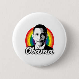 Badge Rond 5 Cm Arc-en-ciel Obama - Politique LGBT -