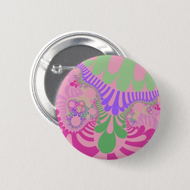 Badge Rond 5 Cm Arc-en-ciel rose (Devant & derrière)