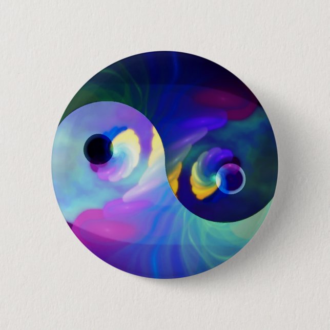 Badge Rond 5 Cm Arc-en-ciel Taijitu Yin Yang (Devant)
