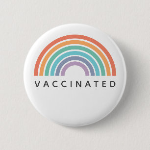 Badge Rond 5 Cm Arc-en-ciel vacciné Vaccin Convid Coronavirus
