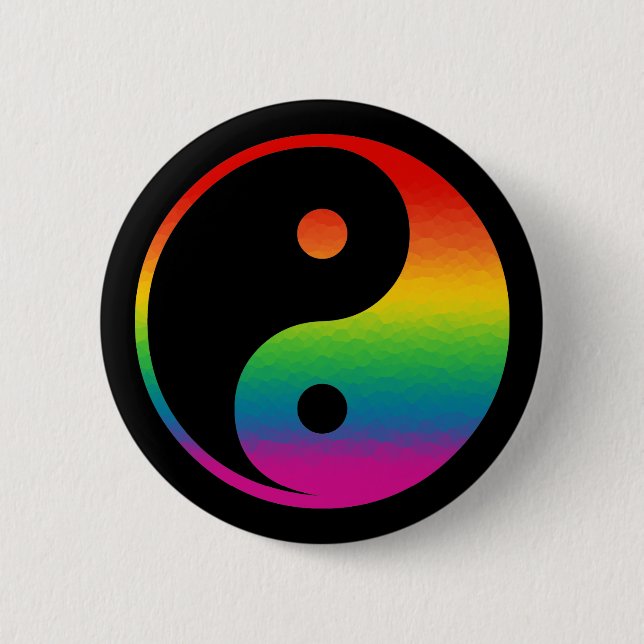 Badge Rond 5 Cm Arc-en-ciel Yin Yang (Devant)