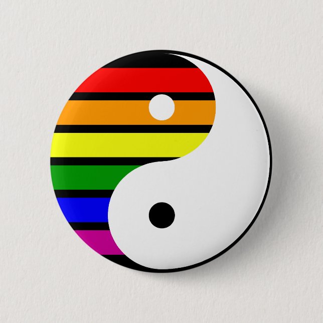 Badge Rond 5 Cm Arc-en-ciel Yin Yang (Devant)