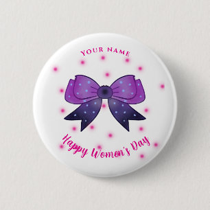 Badge Rond 5 Cm Arc rose et pourpre Nom personnalisé Journée des f