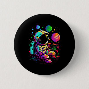 Badge Rond 5 Cm Arcade Planètes Astronaute du jeu Universe