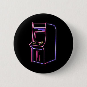 Badge Rond 5 Cm Arcade Video Gamer Machine de jeu Vintage 80s 90s