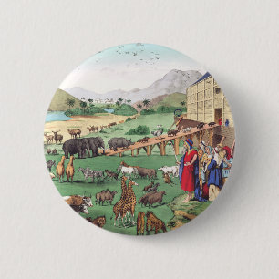 Badge Rond 5 Cm Arche de Noé avec des animaux