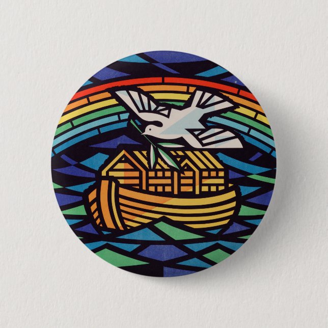 Badge Rond 5 Cm Arche de Noé avec Saint-Esprit (Devant)