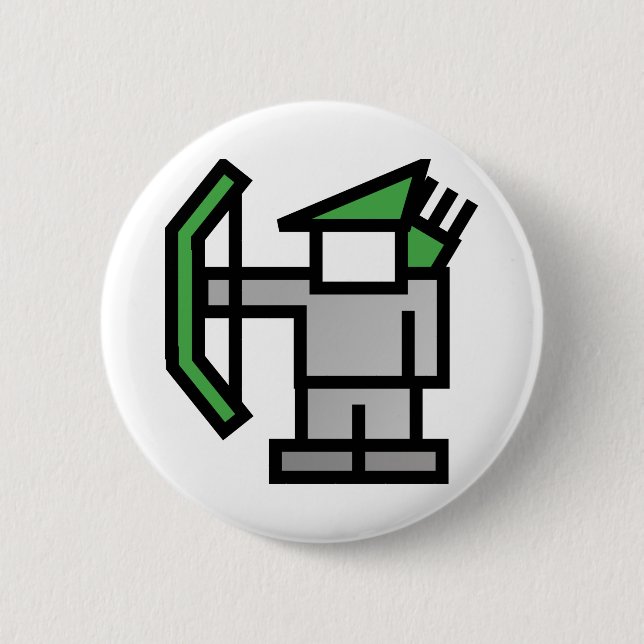 Badge Rond 5 Cm Archer en vert (Devant)