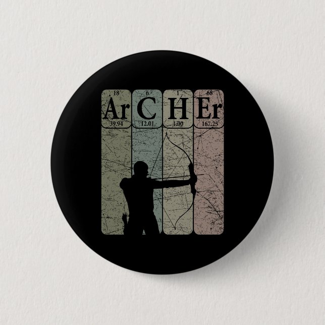 Badge Rond 5 Cm Archer Tableau Périodique Eléments Chasse De Bow T (Devant)