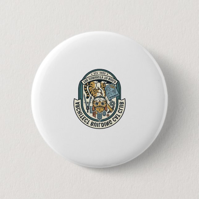 Badge Rond 5 Cm Architect Building Cat Cat Graphic Tee Art - Archi (Devant)