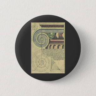 Badge Rond 5 Cm Architecture Ancienne ; Volute Ionique par Vignola