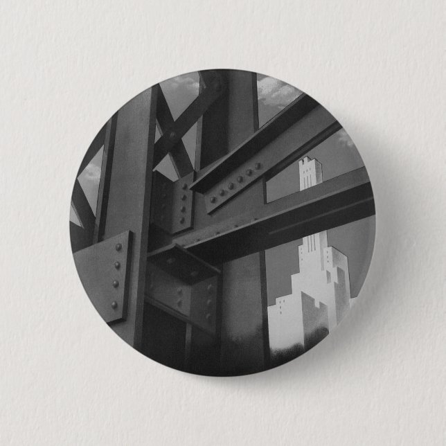Badge Rond 5 Cm Architecture de gratte-ciel en construction en aci (Devant)