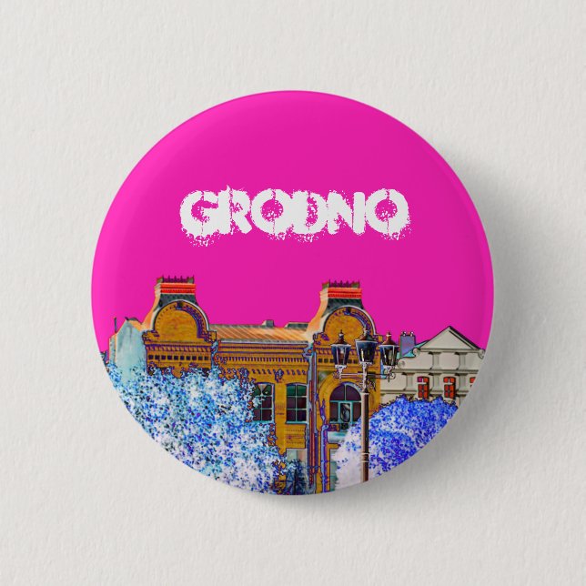Badge Rond 5 Cm Architecture de Grodno Bélarus (Devant)