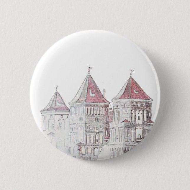 Badge Rond 5 Cm Architecture du château de Mir en Biélorussie (Devant)
