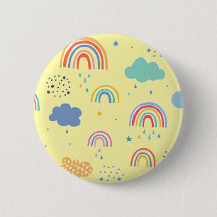 Badge Rond 5 Cm Arcs-en-ciel et nuages