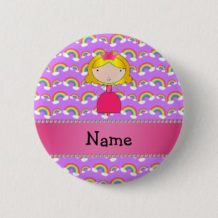 Badge Rond 5 Cm Arcs-en-ciel nommés personnalisés de pourpre de