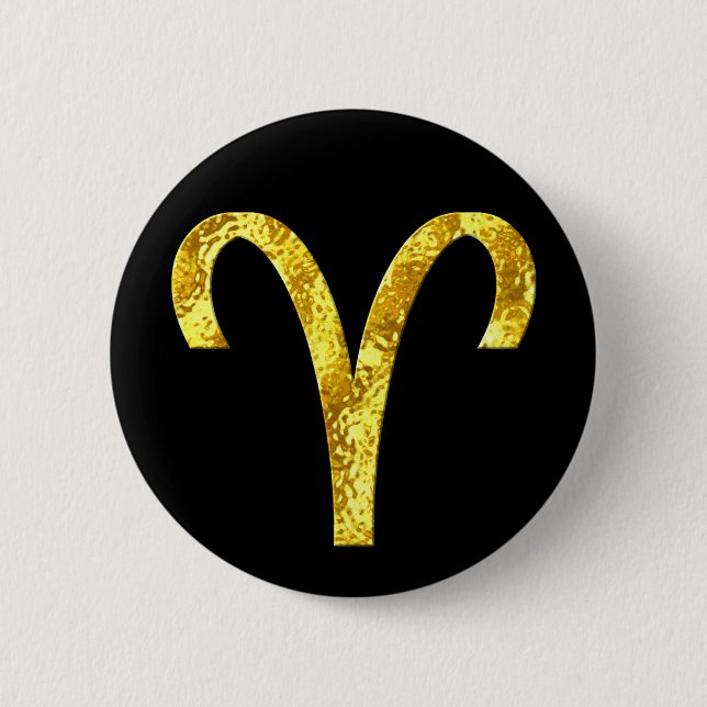 Badge Rond 5 Cm Aries Black Gold (Devant)