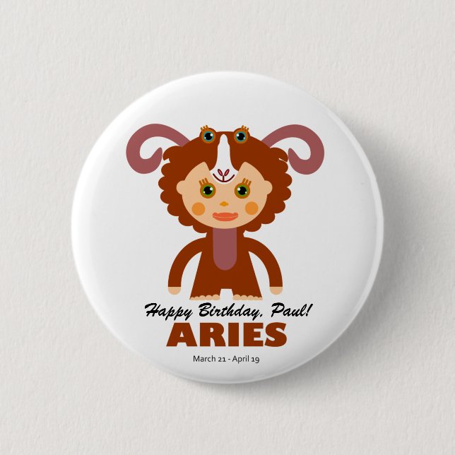 Badge Rond 5 Cm Aries Zodiac pour les enfants (Devant)