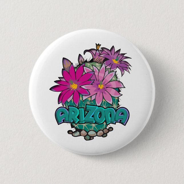 Badge Rond 5 Cm Arizona Cactus Blooms (Devant)
