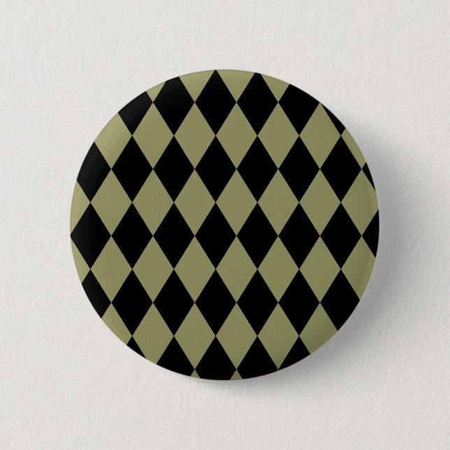 Badge Rond 5 Cm Arlequin Avocado et noir (Devant)