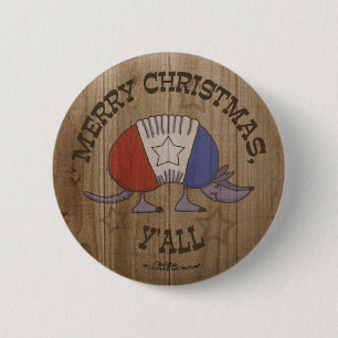 Badge Rond 5 Cm Armadillo rouge, blanc et bleu Joyeux Noël Y'al