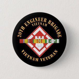Badge Rond 5 Cm Armée - 20e brigade du génie avec Viêt nam SVC Ri