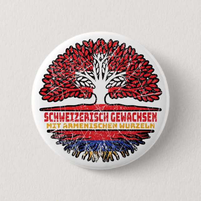 Badge Rond 5 Cm Armenien Armenisch Schweizer Schweiz Baum Wurzel (Devant)