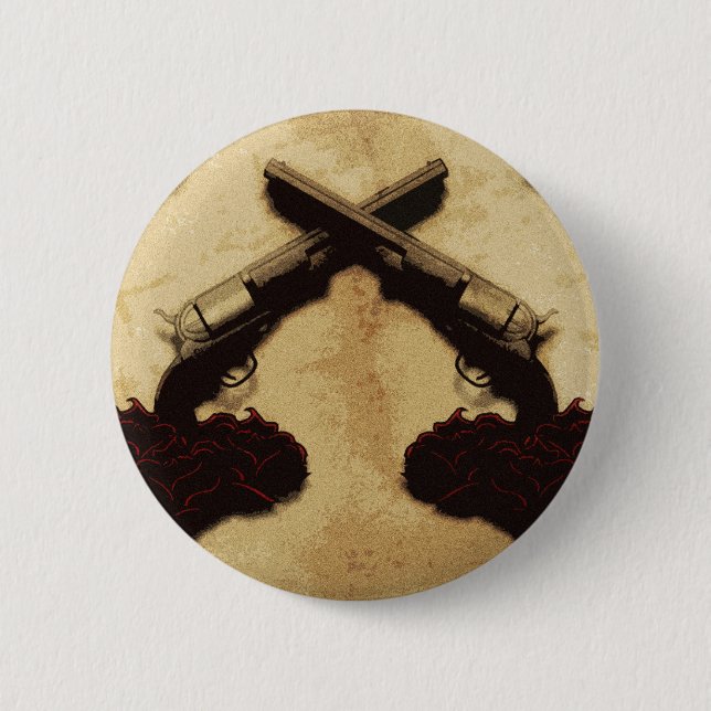 Badge Rond 5 Cm Armes à feu et roses (Devant)