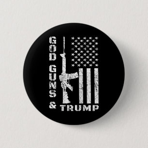 Badge Rond 5 Cm Armes à feu et Trump 2e amendement Drapeau Ar15 (r
