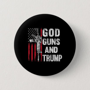 Badge Rond 5 Cm Armes À Feu Et Trump 2ème Amendement Drapeau Ar15
